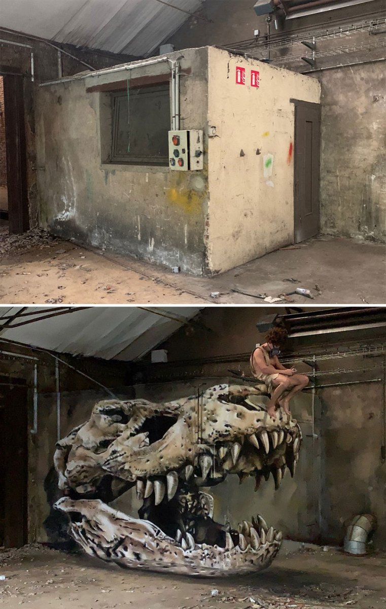 old dinosaur skull painted in 3d by scaf