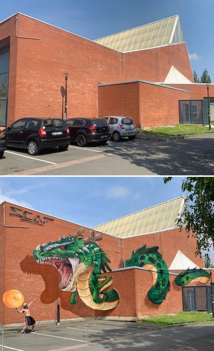 green dragon painted in 3d by scaf