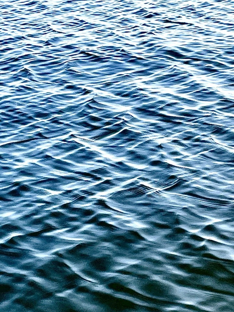 Rippling surface of water with light reflections.