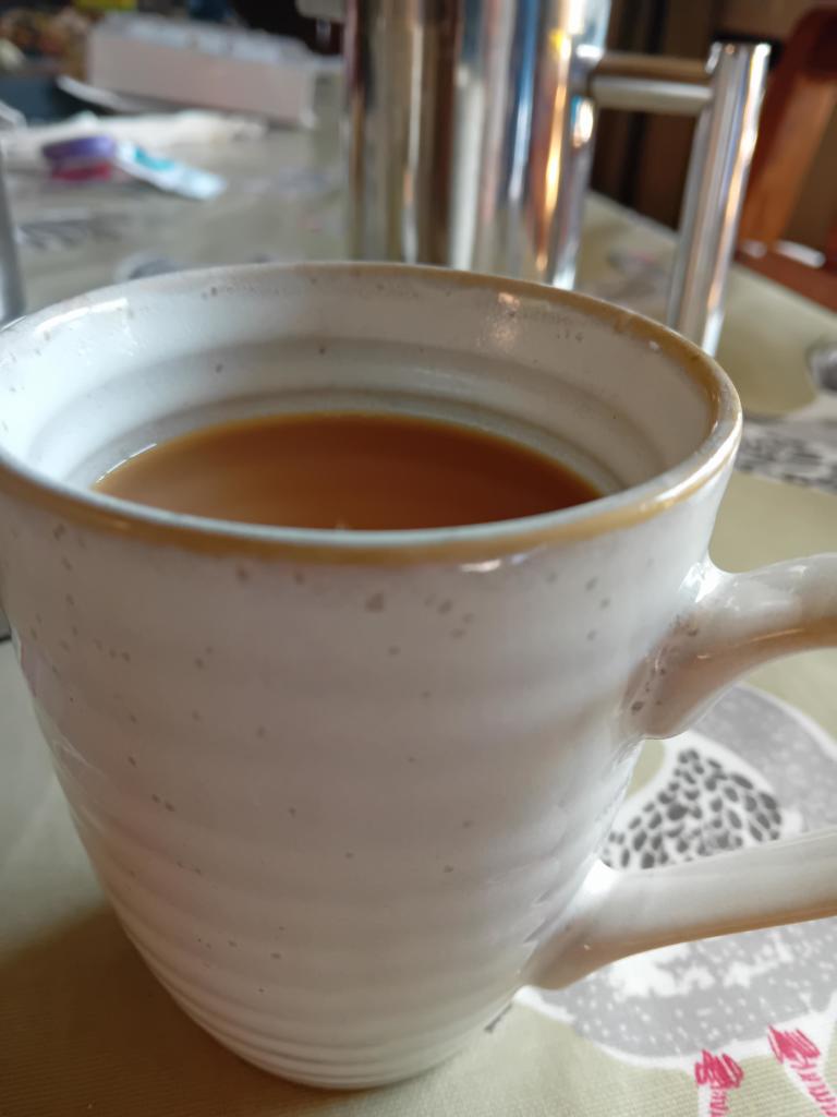 A mug of tea waiting to be drunk