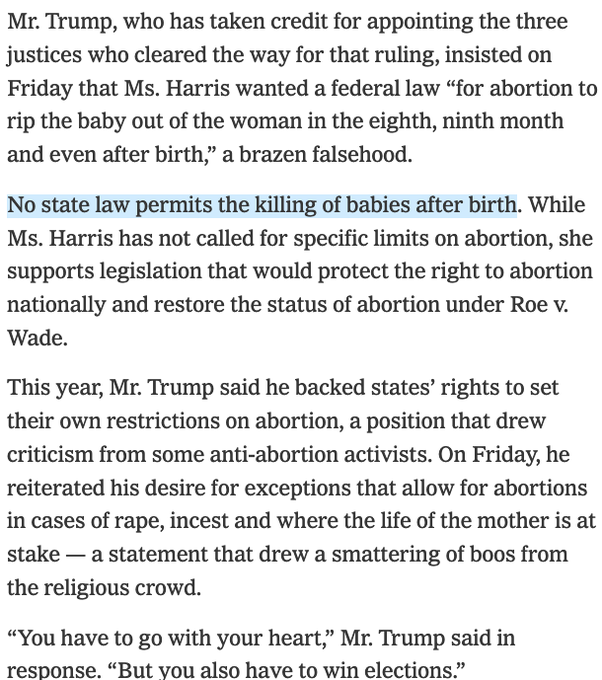 Another, but this time with a clarification, but it's toward the end of the article: No state law permits the killing of babies after birth: