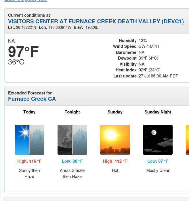 97F/36C in Death Valley at 27 Jul 6am