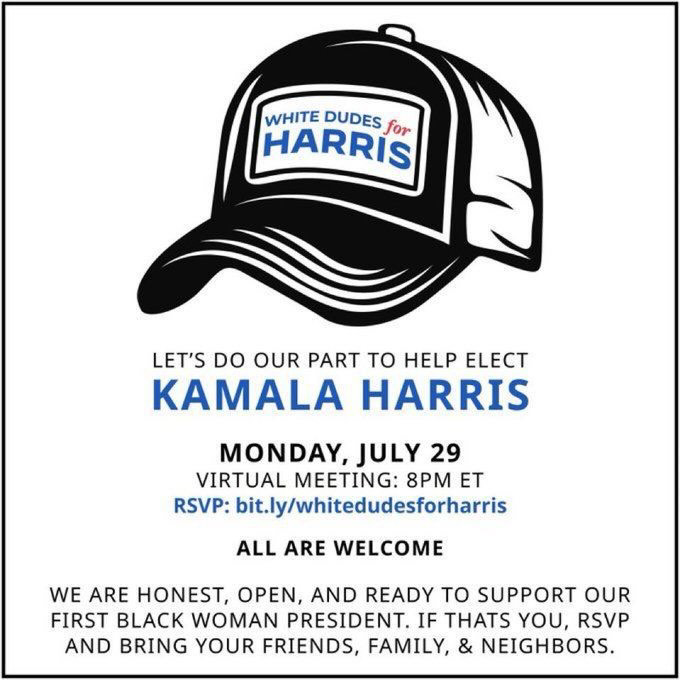 White Dudes for Harris event July 29th at 8pm