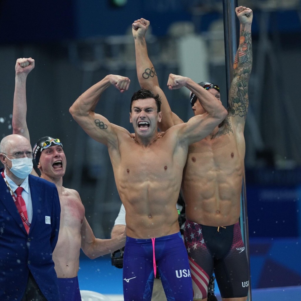 Caleb Dressel Leads the USA to Victory in the Men’s 4x100 Freestyle Relay