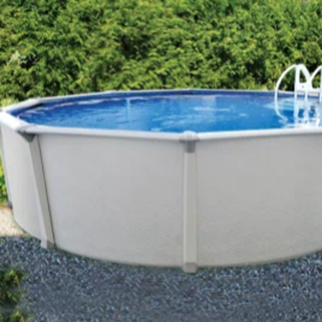 an above ground swimming pool. 