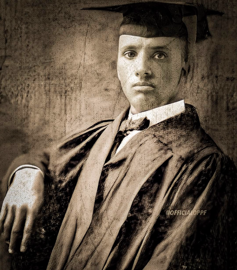 Black and white photo of Young graduate, Carter G. Woodson.