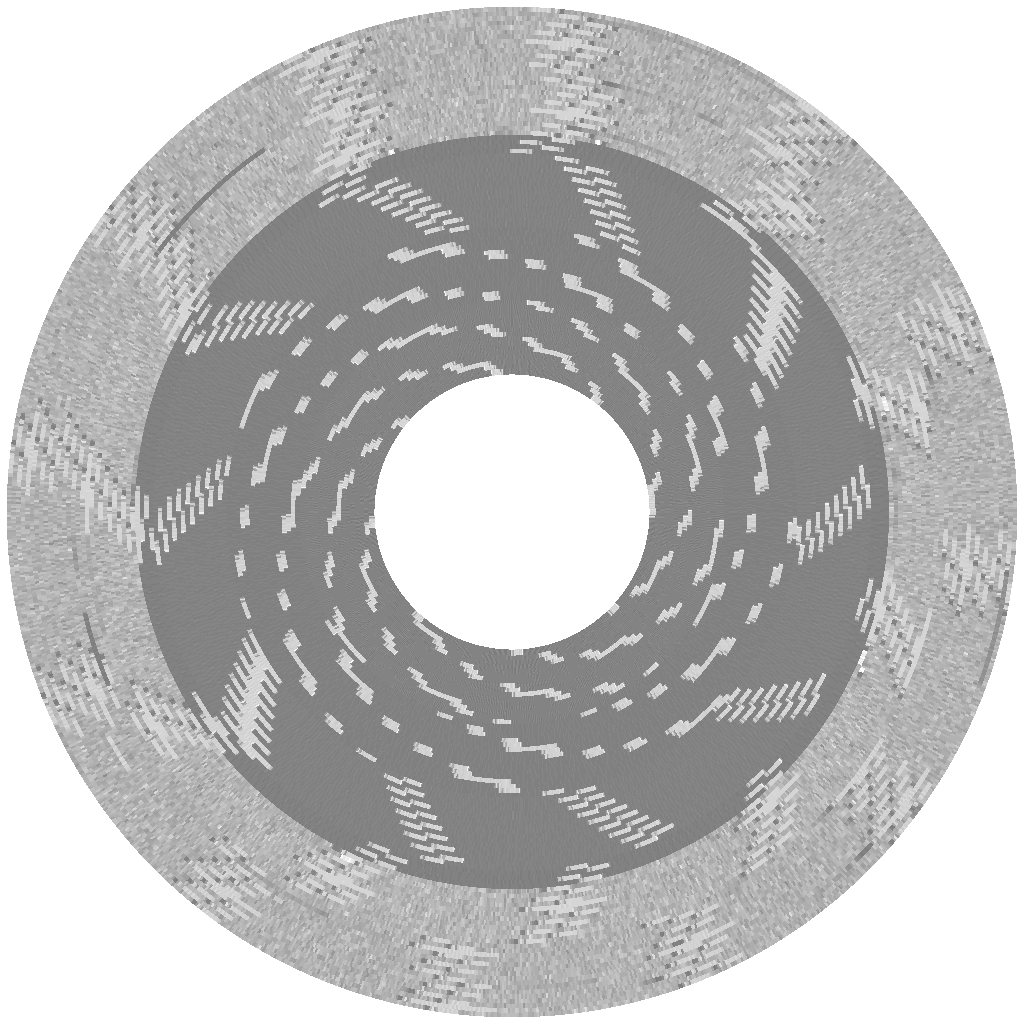 A graphical representation of the flux transitions which represent data on magnetic floppy disks, captured by the Applesauce Disk Controller from the disk titled Prince of Persia - Disk 1 - Side 1 Copy 1