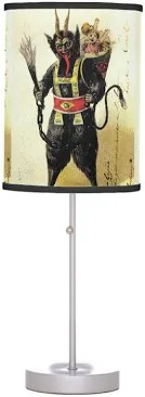 Lamp with image of Krampus on the lampshade 