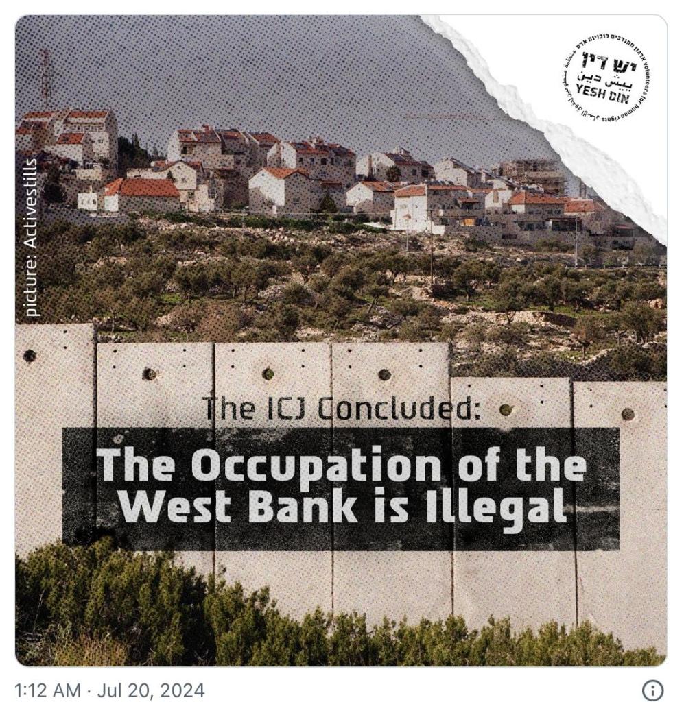 Sign "The Occupation of the West Bank is illegal"