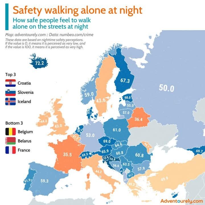 How Safe Do People Feel to Walk Alone at Night in Europe (2024)