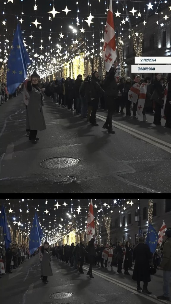 With ‘Khorumi,’ the Georgian dance, to Europe: hundreds of protesters dance in the streets of Tbilisi