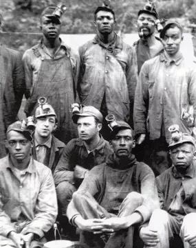 Black and white photo of WV coal miners in the 1930s.