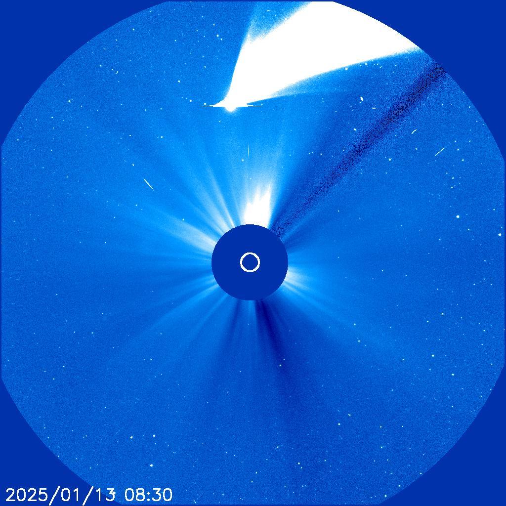 Image of the Sun taken by the NASA/ESA SOHO spacecraft with Comet C/2024 G3 (ATLAS) in the center of the view.