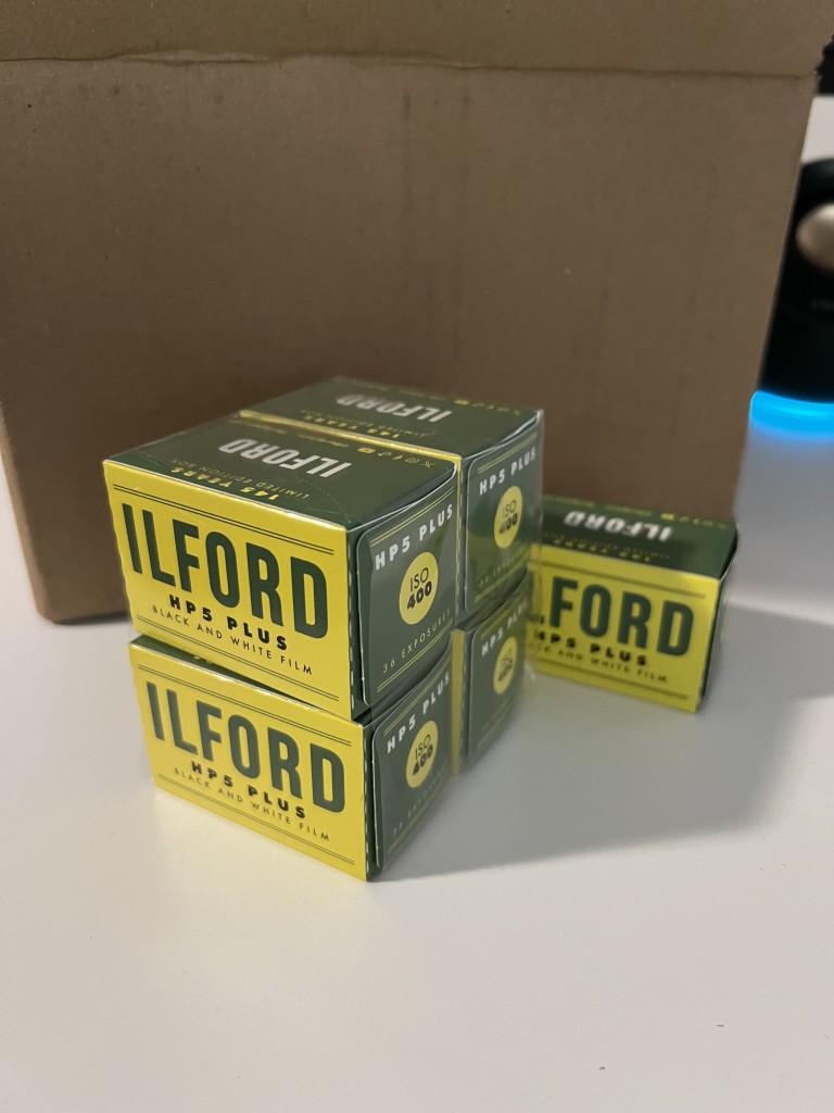 5 rolls of Ilford HP5 Plus B&W film.