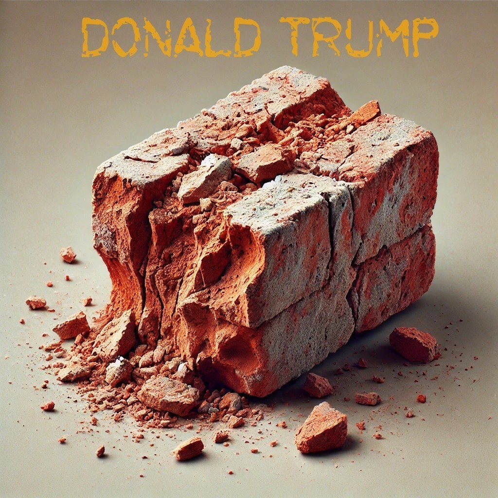 Donald Trump as a broken orange brick