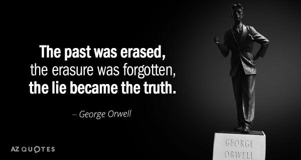 Black and white photo of #GeorgeOrwell.

"The past was erased, the erasure was forgotten
the lie became the truth."