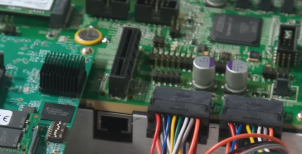 a PCB where the total thickness is just over half the height of an RJ45 socket.