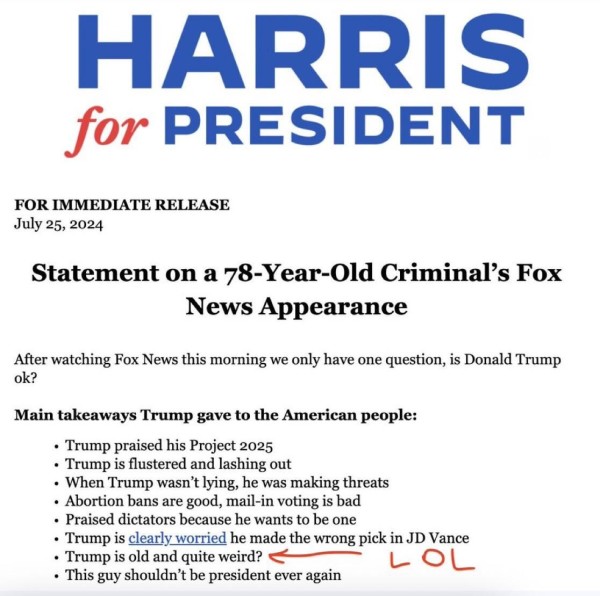 “Trump is old and weird?” - Kamala Harris