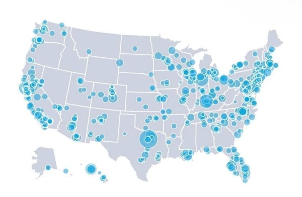 Act Blue small donations heat map