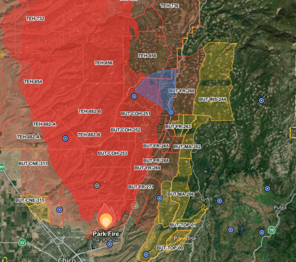 Wildfire map with little camera icons