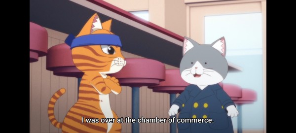 the silver cat replies "I was over at the chamber of commerce"