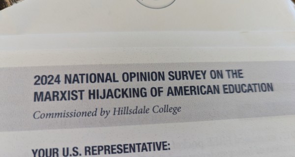 A funding appeal which is framed as a poll says " 2024 national opinion survey on the Marxist hijacking of American education"