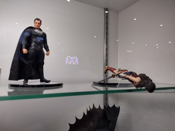 a Wonder Woman action figure who fell over