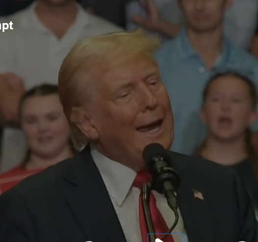 Angled view of Trump's face, including his right ear, which has a small bandage covering the upper 1/3rd.