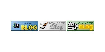 Three "powered by Blog" icons in the 81x33 banner/button format popular at the turn of the century