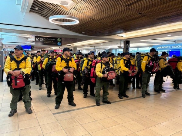 Mexican firefighters in airport