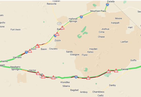 Massive number of traffic jams on I-40 and I-15