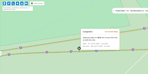 4 hr 13 min delay in the Mojave