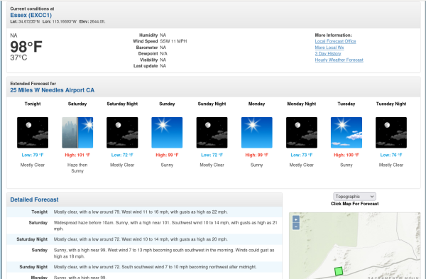 98F right now in Essex, CA