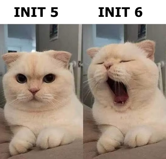 INIT 5 - *alert cat*
INIT 6 - *big yawn*