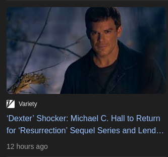 a screenshot of a headline that reads "Michael C. Hall to Return for 'Resurrection' Sequel Series"