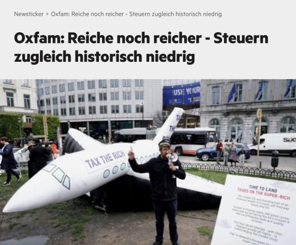 Stern vom 25.07.2024: "Oxfam: Reiche noch reicher - Steuern zugleich historisch niedrig."