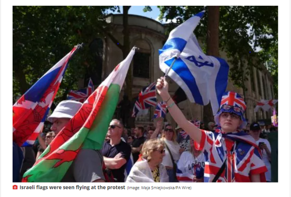 Israeli flags were seen flying at the protest Wire)
