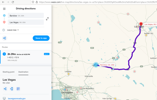 Waze routing through Mojave National Preserve