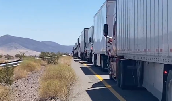 Long line of semis with no movement