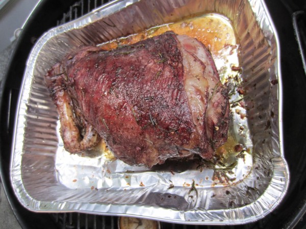 A delicious leg of lamb after 4 hours of slow cooking