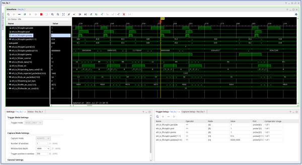 Vivado ILA screenshot showing APB bus activity and some internal signals of the TX FIFO