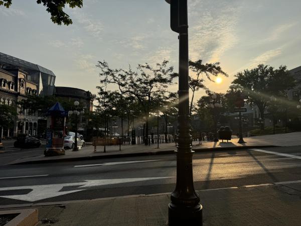 The wall of the Old City, Quebec CA 6:45 am Sunday morning. 