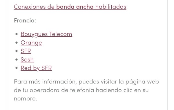 Pantallazo de los primeros proveedores de fibra que ya ofrecen ese token único sobre tu línea a los traficantes de datos, de momento solo en Francia