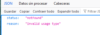 Status: "notfound"
Reason: "Invalid usage type"