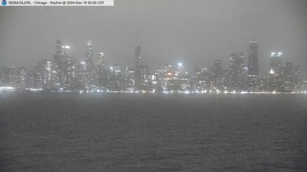 View of Chicago skyline from William E. Dever Crib in Lake Michigan east of North Avenue. // Image captured at: 2024-12-19 02:30:01 UTC (about 3 min. prior to this post) // Current Temp in Chicago: 28.03 F | -2.21 C // Precip: clear sky // Wind: N at 9.999 mph | 16.09 kph // Humidity: 71%