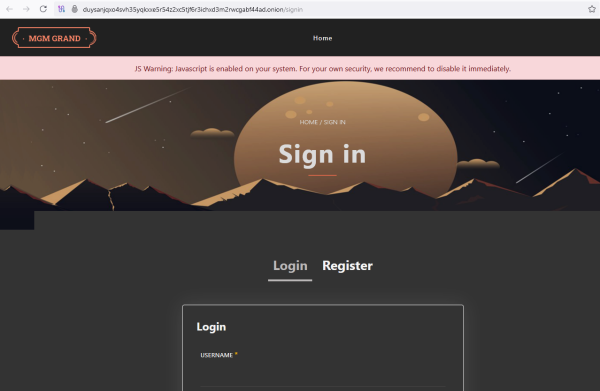 The login page for the MGM Grand darknet market has a big red warning at the top if you browse to it with javascript enabled: "Javascript is enabled on your system: For your own security, we recommend to disable it immediately."