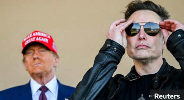 Trump looking like a criminal in a red maga hat, and Musk clearly trying to look like an extra from Terminator 2.