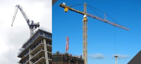 Why do London cranes look like the one on the left, but in most other major cities, look like the one on the right?