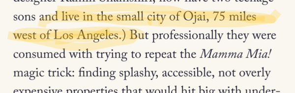 Article refers to people living in a city "75 miles west of Los Angeles"...