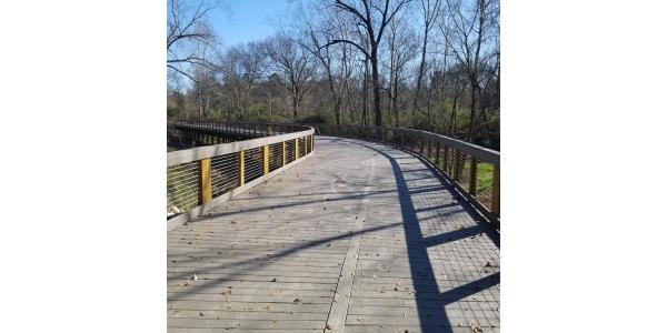 A boardwalk along a portion of the Chattahoochee RiverLands trail in Mableton, the first segment of what will be a 100+ mile trail network stretching from Buford Dam to Chattahoochee River Bend Park